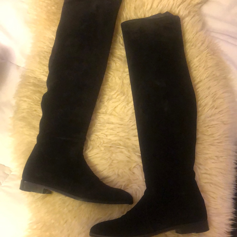 PRADA suede knee boots.